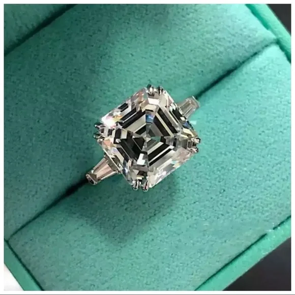 Asscher Cut 6 Carat Simulated Diamond Ring 925 Silver The Doeanne - Picture 4 of 12